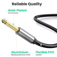 Câble audio coaxial USB-C double 6,35 mm, 2 pièces, répartiteur en Y, plaqué or, gaine en PVC tressée pour amplificateur de guitare, microphone, piano, haut-parleur