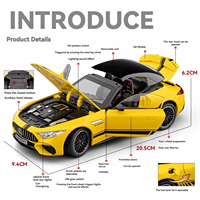 Modèle de voiture AMG SL63 en métal moulé sous pression à l'échelle 1:24 avec mécanisme de recul, son et lumières, portes ouvrables