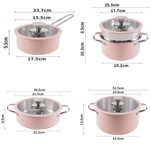 9個モダンステンレス鋼セラミックコーティングノンスティック耐久性多機能ソースパンクッキングポットセットオーブン安全食器洗い機 - Product Image 5