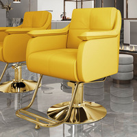 Chaise de salon ergonomique portable de luxe moderne en or, en cuir PU, en acier, pour salon de coiffure, spa - rotation à 360 degrés, hauteur réglable