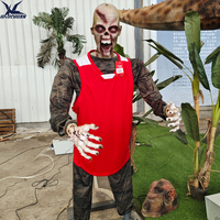 Modèle de zombie sanglant animé électrique avec capteur de mouvement réaliste, animatronique, accessoire d'horreur pour Halloween, maison hantée, fête et événements.