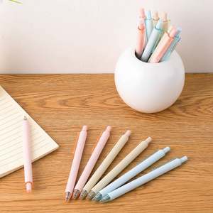 Bolígrafo de Paja de Trigo ABS con Mecanismo de Presión Fácil, Punta de 1.0mm, Tinta Negra, Escritura Superior, Color Macaron - Product Image 1