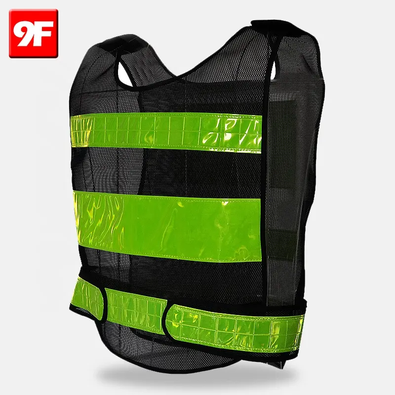 9F Goedkope Mesh Zwart En Geel Veiligheid Reflecterende Vest