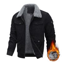 Veste Homme en Velours Côtelé Grande Taille M-8XL, Rembourrée Coton, Hiver, Col Montant, Doublure Polaire, Épaisse, Cachemire, Logo Avant