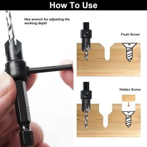 2026 Hex Shank 3mm-10mm HSS Wood <b>Drill</b> Set Woodworking Countersink Chamfer <b>Drill</b> <b>Bits</b> - Product Image 3