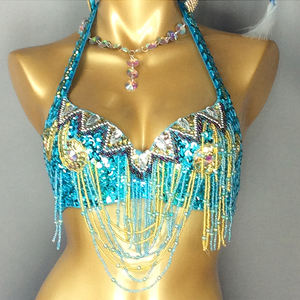 Penjualan Laris Kostum Karnaval Samba <span class=keywords><strong>Rio</strong></span> Seksi Kostum Tari Perut Baru dengan Bulu Kepala Potongan Rave Outfit - Product Image 3