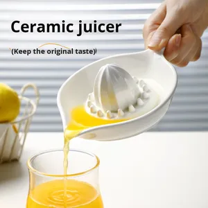 Pequeño exprimidor de cerámica sostenible para el hogar para jugo fresco de naranja y limón, dispositivo Manual de aluminio con sabor Original - Product Image 1