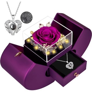 กล่องของขวัญรูปดอกกุหลาบ ตกแต่งด้วยดอกไม้สีแดง กล่องโชว์เครื่องประดับสุดโรแมนติก ปรับแต่งได้ตามความต้องการของคุณ - Product Image 4