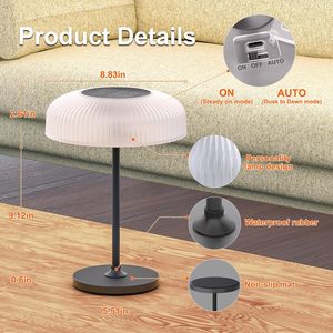 Solar LED Cordless <b>Table</b> Lamp Outdoor Waterproof Portable Touch Dimmable Rechargeable 360 Beam Angle High Brightness Garden - Product Image 3