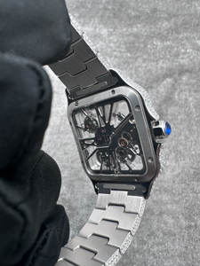 Reloj de Hombre Personalizado con Esqueleto Hueco, Moissanita VVVS, Reloj con Diamantes Cultivados en Laboratorio de Alta Calidad - Product Image 3