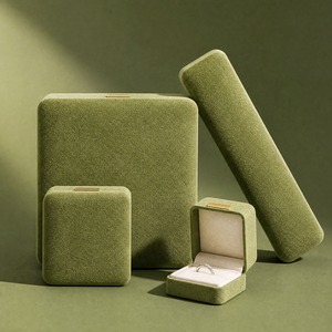 Zebopak Moss Green Suede Christmas Jewellery <b>Box</b> Set with Ring <b>Necklace</b> Bracelet Holiday <b>Gift</b> Collection Factory - Product Image 1