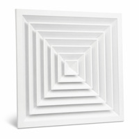 Diffuseur d'air carré en aluminium CD-4S4 à 4 voies pour plafond, grille d'aération HVAC avec registre pour conduit