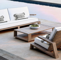 Jardín de lujo atractivo moderno asiento profundo silla de madera muebles de exterior juegos de sofá de teca