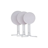 Mesa de jardín portátil plegable redonda informal para exteriores de alta calidad, muebles de barra de madera agregados alrededor del borde, mesa de barra superior de madera