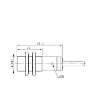 Sensor jarak induktif silinder jarak jauh, Sensor jarak induktif, silinder, logam M12 M18 M30, dengan kabel 2 m