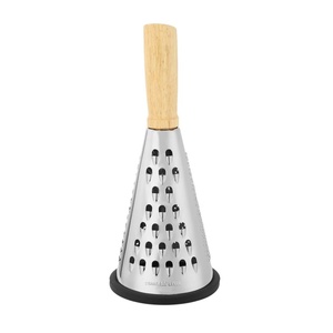 Stainless Steel 3-Sided Kitchen Grater Cheese Veggie Spiralizer Cheese Slicer Cucumber Slicer with Wood Handle - Product Image 1