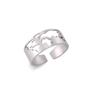 Globe Carte du Monde Anneau Ouvert Mode Réglable Voyageur Anneaux En Acier Inoxydable Bijoux Anniversaire Cadeau pour Femmes Hommes - Product Image 6