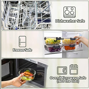 Ensemble de 4 boîtes de conservation alimentaire multifonctionnelles en silicone et verre avec couvercles, personnalisables avec logo, pour emporter - Product Image 5