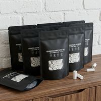 Filtres au Charbon de Coco avec Bouchon Céramique et Emballage Personnalisé en Sachets Boîtes et Boîtes Métal