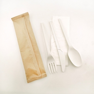 Kit de couverts OEM d'usine en CPLA, ensembles de couverts compostables, couteau, fourchette et cuillère personnalisés, manche sur mesure - Product Image 3