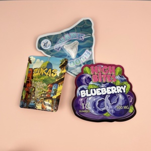 Bolsa con cremallera Mylar de 3,5g con forma personalizada, bolsa de plástico con impresión Digital a prueba de olores para caramelos y gomitas troqueladas - Product Image 6