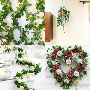 Plantes artificielles <span class=keywords><strong>en</strong></span> lierre, guirlande suspendue <span class=keywords><strong>en</strong></span> <span class=keywords><strong>plastique</strong></span>, <span class=keywords><strong>feuillage</strong></span> pour la décoration de la maison, du jardin, des mariages et des murs - Product Image 2