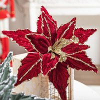 26CM Fleece Weihnachtsbaum-Dekoration Blumen Umweltfreundliche Langlebige Weihnachtsparty Feiertagsdekoration Blume Romantische Ornamente