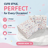 Boîte-cadeau magnétique personnalisée avec illustration kawaii imprimée en quatre couleurs, ensemble de sacs en papier assortis, emballage en carton de luxe, boutique pour enfants