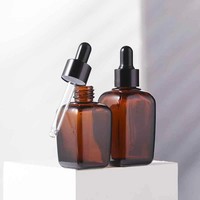 Flacons de sérum en verre givré ambré pour cosmétiques en gros, disponibles en 10 ml, 20 ml, 30 ml, 50 ml, 100 ml avec bouchons compte-gouttes