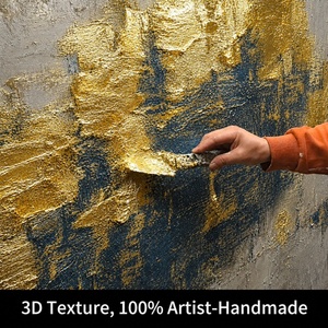 Dipinto Astratto Dorato <span class=keywords><strong>su</strong></span> <span class=keywords><strong>Tela</strong></span>, Arte da Parete Materica, Dipinto con Foglia d'Oro, Decorazione Murale Boho, Grande <span class=keywords><strong>Quadro</strong></span> <span class=keywords><strong>Moderno</strong></span> e Luminoso per Hotel - Product Image 4