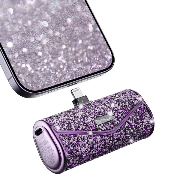 Pocket Portable Charger Hot Selling 22.5W Fast Charging Mini Compact 5000mAh Diamond Power Bank With Built-in Cable