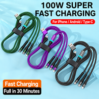 SUNGUY Nouveauté Câble d'alimentation USB C en nylon 2 en 3 100W, Câble de charge rapide Type C, pour téléphone, ordinateur portable et utilisation en voiture