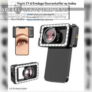 สำหรับเลนส์มาโครแก้ว15X HD พร้อมไฟ LED โฟกัสด้วยมือสำหรับการถ่ายภาพโทรศัพท์มือถือ - Product Image 2