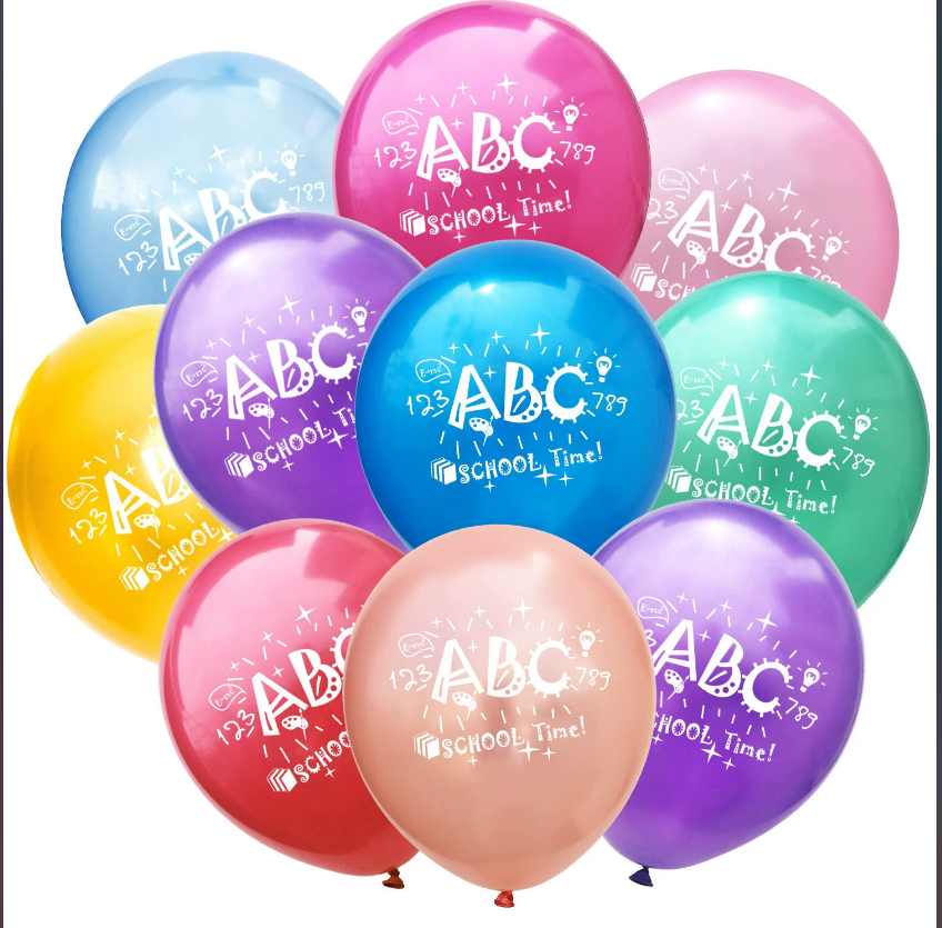 12inch Mixed Confetti Latex 10pcs/pack Balloons School Time Abc Party Decor Air Balloons