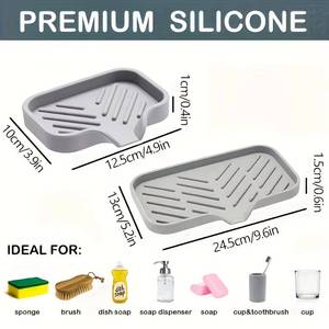 MUYULINS Silicone <b>Rack</b> Kitchen Tray with Hole Countertop Cleaning <b>Sink</b> Drain Mat Suitable for Brushes, Sponges, Soap - Product Image 3