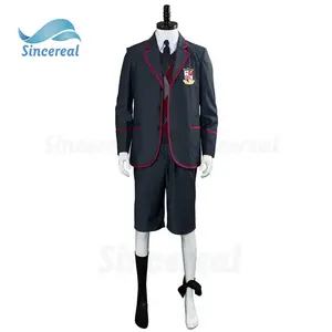 Produsen OEM Blazer Tunik Anak Laki-laki Perempuan Kemeja Putih Rompi Pinafore dan Celana Pendek Seragam Sekolah 4 Buah Set untuk Anak-anak