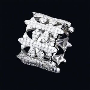 Anillo de Plata 925 con Diamantes VVS Cultivados en Laboratorio de 18k, Corte Brillante, Chapado en Oro, Certificado IGI, Lujoso, Unisex, Estilo Punk Hip Hop - Product Image 1