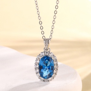 Ensemble de bijoux élégants et simples en cuivre écologique au design minimaliste, avec zircon bleu et rouge 8*12mm, pour femmes, à porter au quotidien - Product Image 4