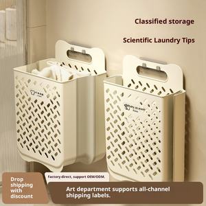 Cesta de almacenamiento de <span class=keywords><strong>ropa</strong></span> <span class=keywords><strong>sucia</strong></span> plegable para el hogar, cesta de plástico para colgar en la pared, <span class=keywords><strong>Cubo</strong></span> de almacenamiento para balcón al por mayor - Product Image 2