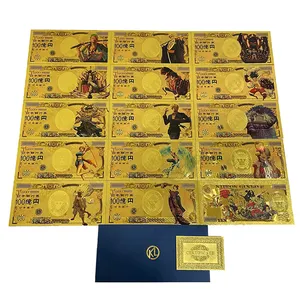 Japão anime One Piece ouro cartão dinheiro colecionáveis plástico dourado folha cédula para os fãs