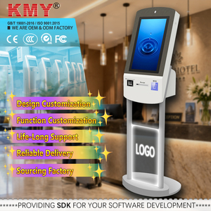 Kiosque d'enregistrement pour hall d'hôtel de luxe avec lecteur de cartes RFID NFC, scanner de codes, imprimante de reçus, terminal OEM SDK - Product Image 1