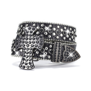 Nuevo diseñador brillante Bling lentejuelas tachonado Rhinestone diamante Jeans cinturón Punk Western <span class=keywords><strong>Cowboy</strong></span> Cowgirl cinturón <span class=keywords><strong>con</strong></span> gran hebilla cruzada - Product Image 2