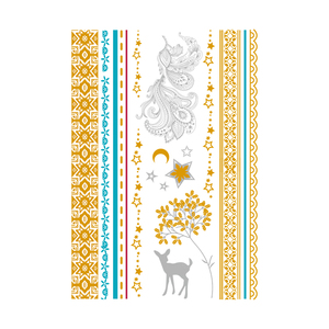 Tatuaje Temporal Metálico Dorado con Diseño de Mariposa y Flor para Arte Corporal, Venta al Por Mayor - Product Image 2