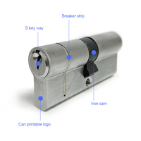 Cylindre de serrure de porte en laiton massif à profil européen avec bande de sécurité, 60 mm, 3 clés, fabriqué en Chine