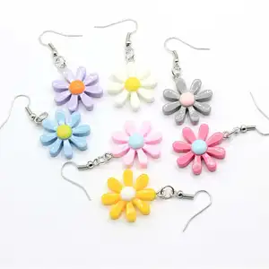 Factory Supply Korean Style Resin Flower Earrings Creative Sweet Wedding Jewelry