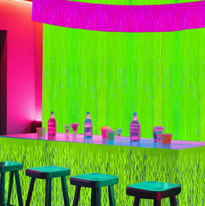 Neon Theme Fluorescent <strong>Table</strong> Skirt Rain-like Design Dessert <strong>Table</strong> <strong>Decoration</strong> for Birthday <strong>Festive</strong> Promotional Party Supplies - Product Image 2