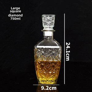 ขวดแก้วใสทรงสี่เหลี่ยมหนาพร้อมจุกปิดอุปกรณ์เก็บไวน์ขาว - Product Image 1