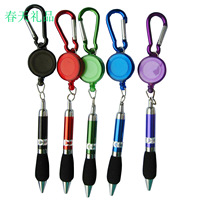 Stylo multifonction 4 en 1 en plastique multicolore avec cordon, porte-clés, mousqueton, stylo à bille, plusieurs recharges d'encre, stylos en mousse avec clip mousqueton
