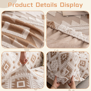 Bohemian Style Geometric <b>Sofa</b> <b>Cover</b> Full Coverage Non Slip Machine Washable 90 X 160 Cm Shu Mian Rong Fabric - Product Image 3