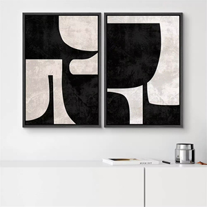 Haute qualité toile décorative peinture murale médiévale noir polygonale formes abstraites Illustration dessiné à la main Art moderne - Product Image 3
